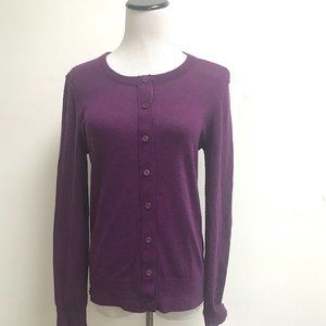 Splendid purple Cashmere cardigan sweater reverse edge top L graham & spencer
